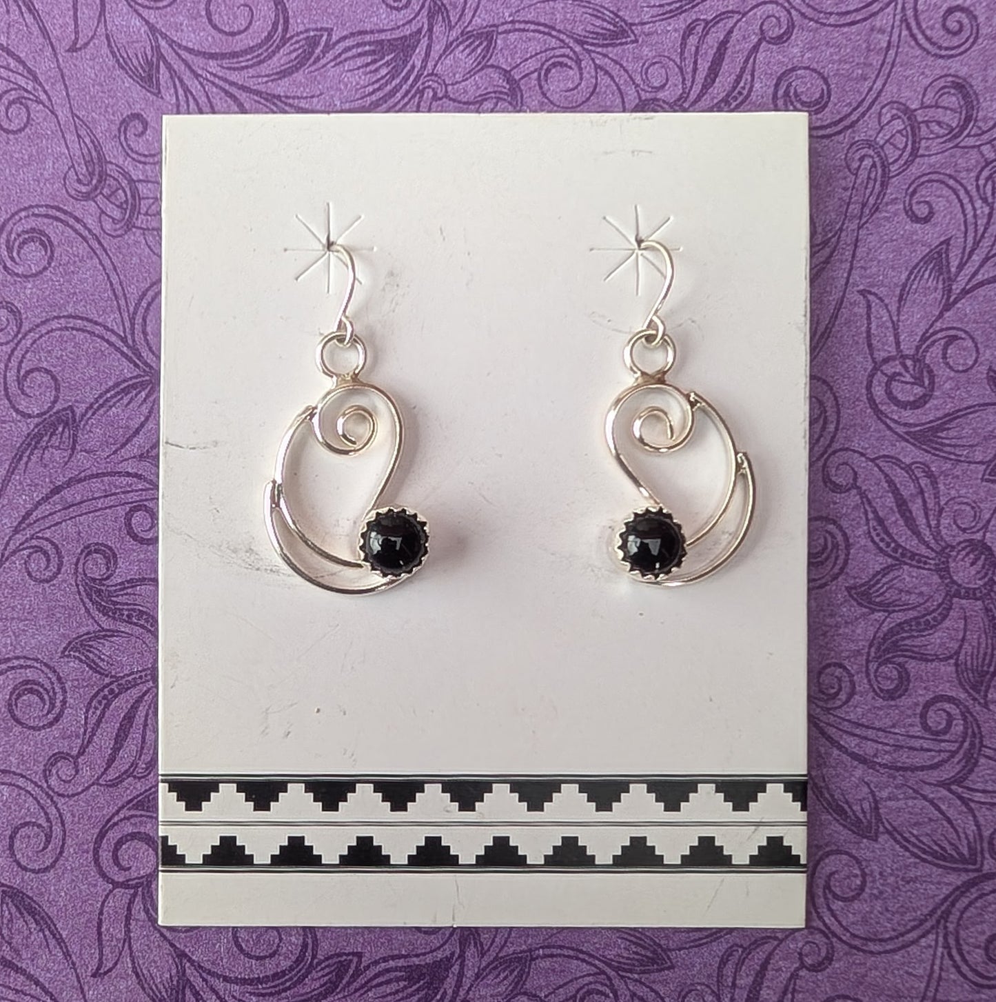 Black Onyx and Sterling Silver Filigree Earrings