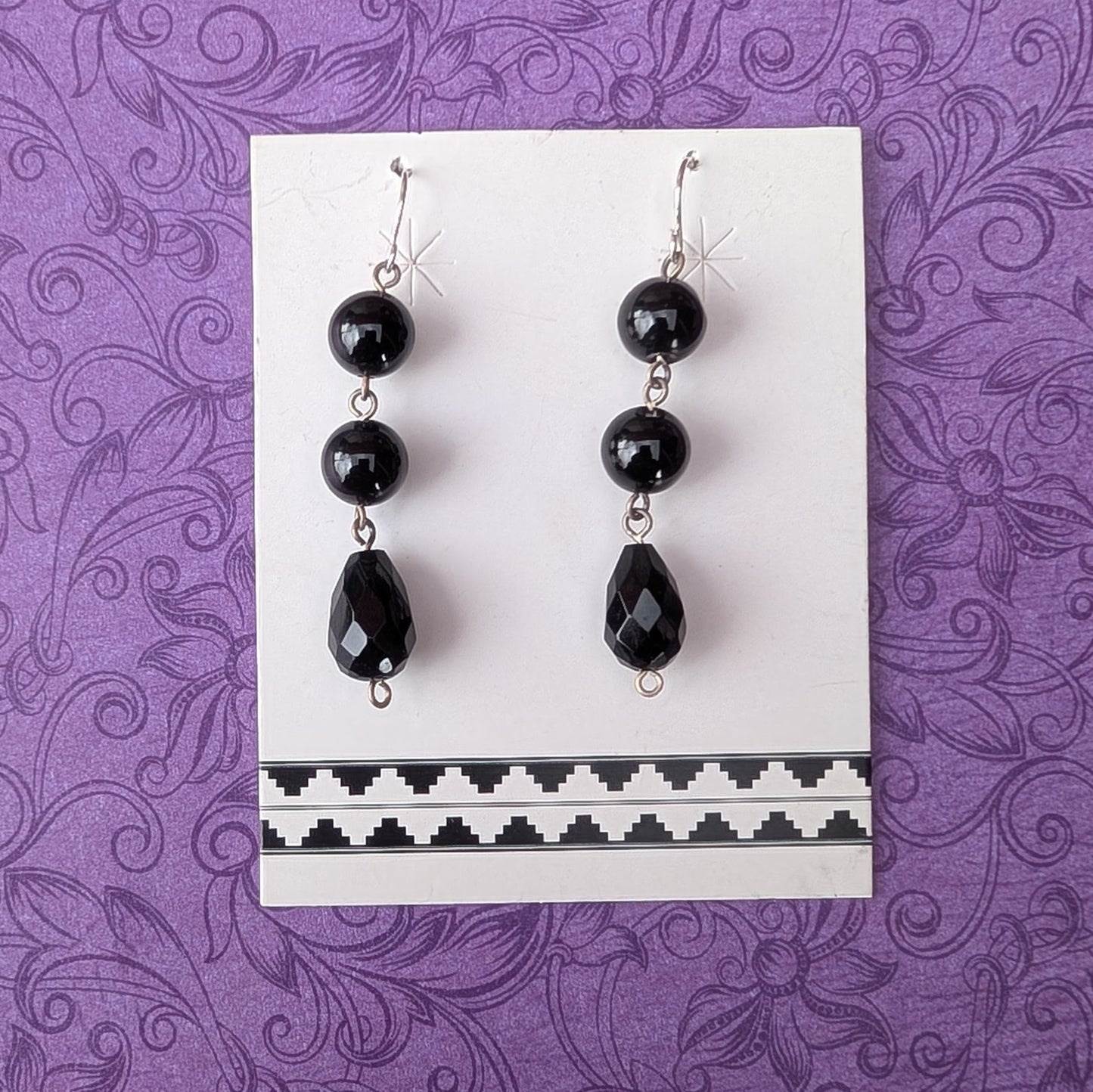 Black Onyx and Sterling Silver Earrings