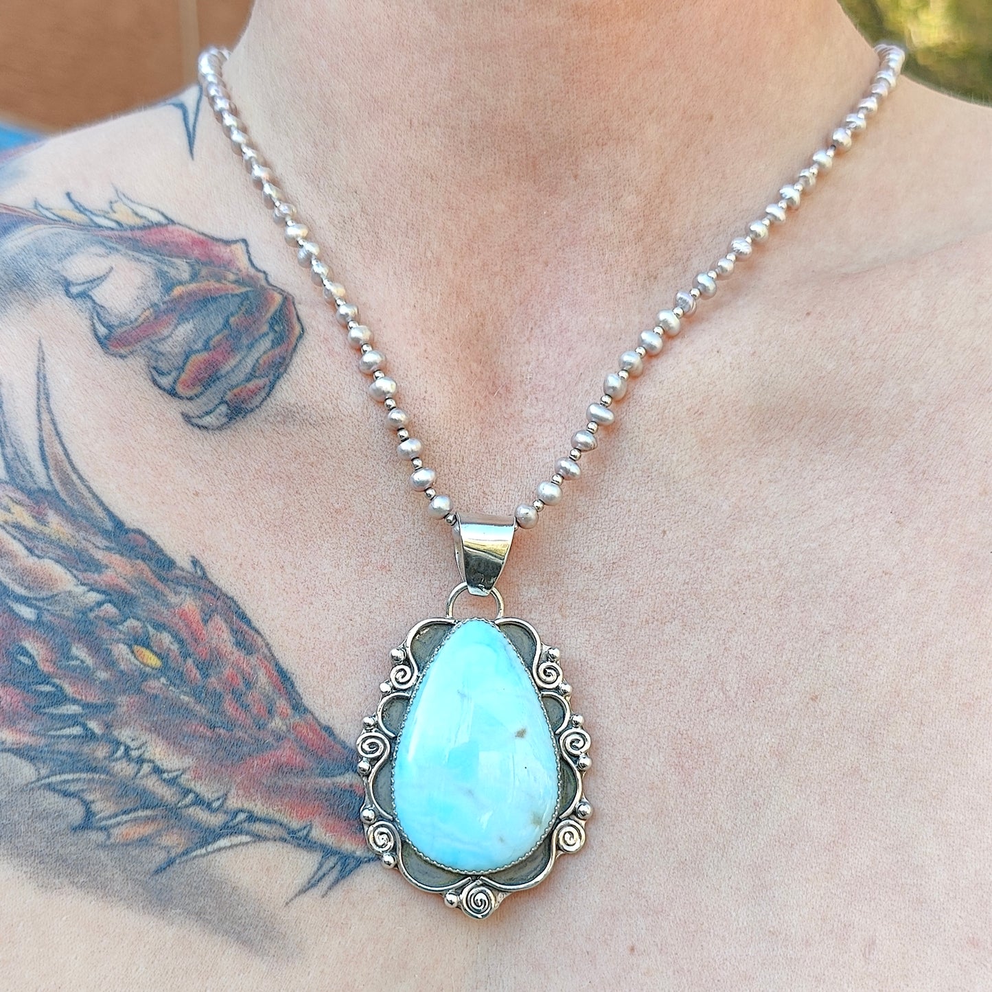 Larimar and Sterling Silver Necklace