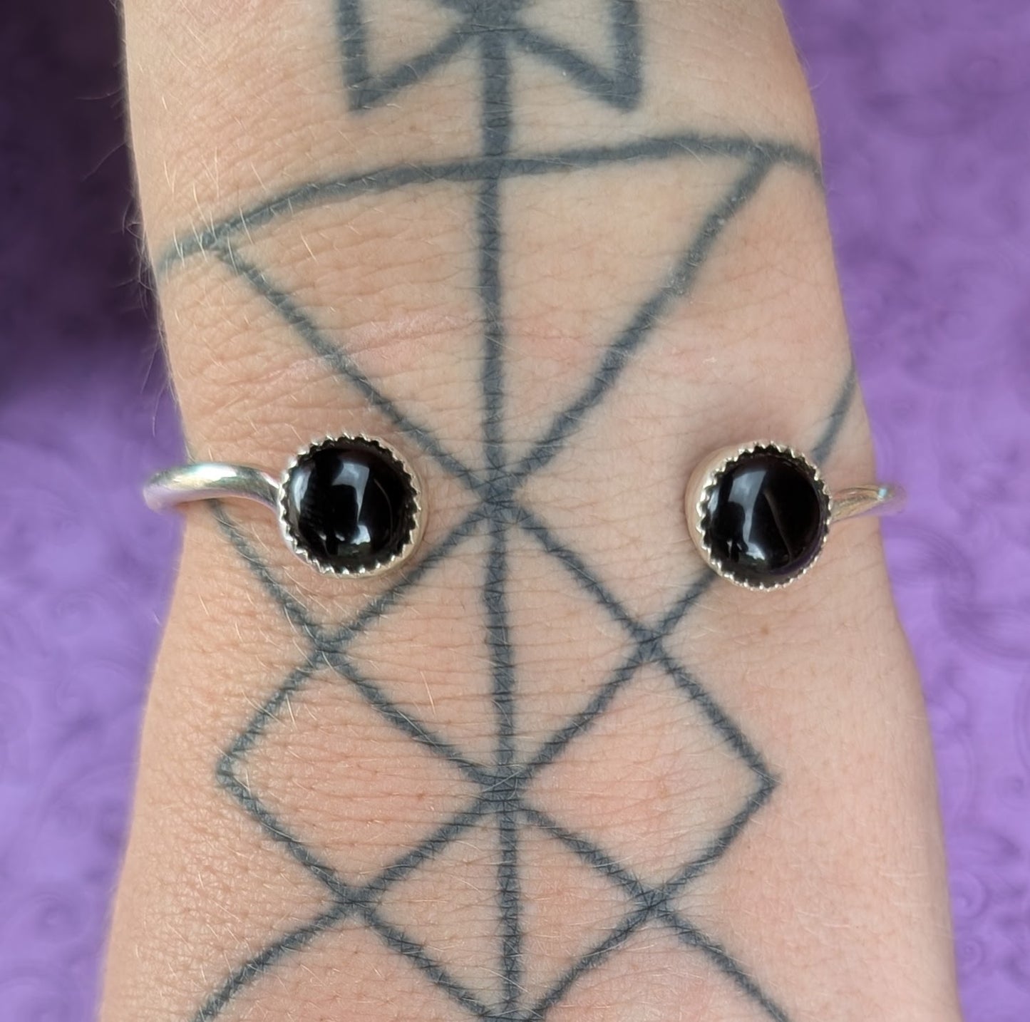 Black Onyx and Sterling Silver Torque Cuff Bracelet