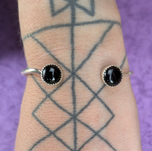 Black Onyx and Sterling Silver Torque Cuff Bracelet