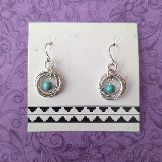 Kingman Turquoise and Sterling Silver Mobius Earrings