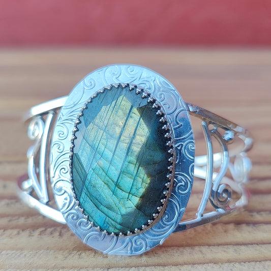 Faceted Labradorite and Sterling Silver Bracelet